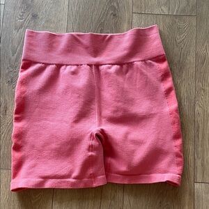 The Upside Coral Ribbed High-Waist  Shorts